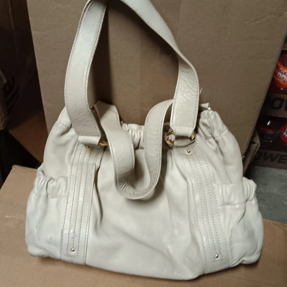 Vintage Michael Kors Beige Soft Leather Drawstring Hobo Bag - Picture 3 of 12
